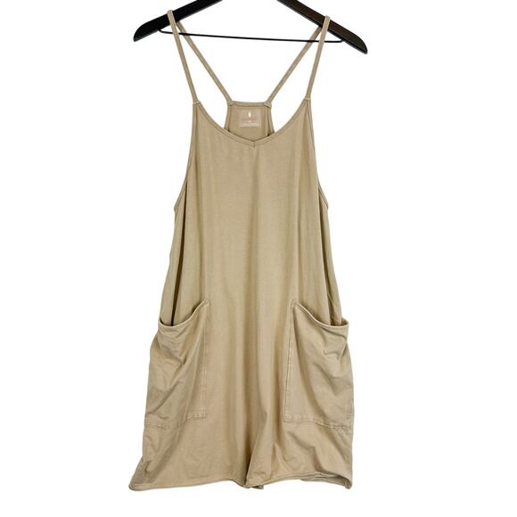 Free People Movement Hot Shot Romper Shorts Mini Beige - XS - Picture 1 of 8